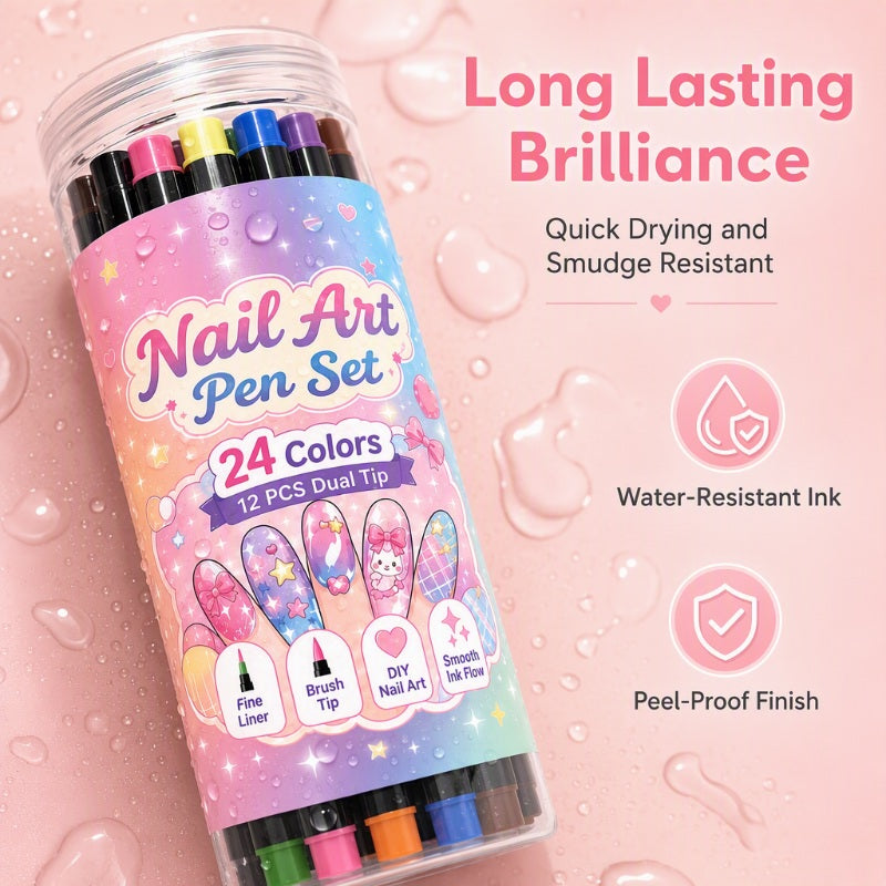 ⏳⏳＄23.99!!!—LAST DAY SALE 💕🎁 24 Colors Dual Ended Nail Art Pens Set – Creative, Salon‑Quality, Easy DIY ✨