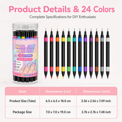 ⏳⏳＄23.99!!!—LAST DAY SALE 💕🎁 24 Colors Dual Ended Nail Art Pens Set – Creative, Salon‑Quality, Easy DIY ✨