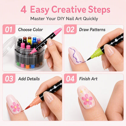 ⏳⏳＄23.99!!!—LAST DAY SALE 💕🎁 24 Colors Dual Ended Nail Art Pens Set – Creative, Salon‑Quality, Easy DIY ✨