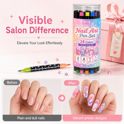 ⏳⏳＄23.99!!!—LAST DAY SALE 💕🎁 24 Colors Dual Ended Nail Art Pens Set – Creative, Salon‑Quality, Easy DIY ✨