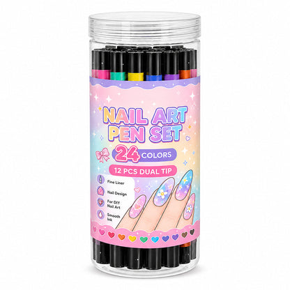 ⏳⏳＄23.99!!!—LAST DAY SALE 💕🎁 24 Colors Dual Ended Nail Art Pens Set – Creative, Salon‑Quality, Easy DIY ✨